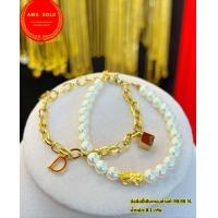 ราคา ข้อมือปี่เซี๊ยะมุกทองแท้ 99 99 ข้อมือลายหลุยส์ สามารถเลือกความยาวได้ ยาว 16 18 cm (14505377801)