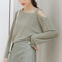 ราคา แฟชั่นสตรีเสื้อแขนยาวเปิดไหล่ข้างเดียวสไตล์เกาหลี (16427301004)