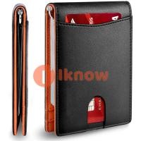 ราคา I Know Minimalist Slim Smart Wallet สำหรับผู้ชายพร้อมคลิปบัตรเครดิตเงิน Mini RFID Blocking Leather Mens Thin Wallet Card Holder (16598485886)