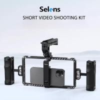 ราคา Selens อะลูมินัมอัลลอยกรงกระต่ายโทรศัพท์มือถือกันสั่นสำหรับโทรศัพท์ iPhone 15กันสั่นขาตั้งกล้องสามขาแนวตั้งและแนวนอนวิดีโอการถ่ายภาพ Vlog (20402843808)