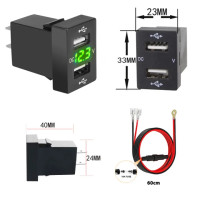 ราคา QC3 0จอแสดงผลแรงดันไฟฟ้าแบบดิจิตอลชาร์จแบตรถกับสอง USB 12V สำหรับการรุ่นรถยนต์ของ Yota (19864769237)