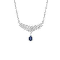 ราคา Merii สร้อยคอเงินแท้ 925 ชุบโรเดียม ประดับเพชร CZ และ คริสตัลสีน้ำเงิน ยาว 16 นิ้ว cubic zirconia Laureate 225N0130 01 (10271567593)