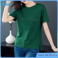 ราคา FunsLane Women Blouse Plus Size Embroidered Short Sleeves T Shirt Round Neck Pullover Printing Tops (21241708052)