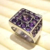 ราคา แหวนอเมทิสต์ แหวนเงินแท้ ชุบทองคำขาว พลอยอเมทิสต์แท้ YTG 11428 (10771757030)