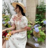 ราคา ชุดเดรสคอวีคอวีแนววินเทจสำหรับผู้หญิงชุดเดรสนางฟ้าสีขาวยาวสไตล์เกาหลี (21183992252)