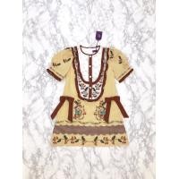 ราคา Ship and Dale Dress เดรสสั้นสีเหลืองน้ำตาล ลายสก็อต เดรสทรงปล่อย แขนตุ๊กตา ตัดปกขาว งานปักลายการ์ตูน แต่งโบว์สองข้าง (21370190331)