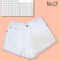 ราคา กางเกงยีนส์ขาสั้นเอวสูง สีขาว S XL (10312980819)