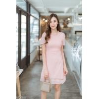 ราคา DRESS WORLD ชุดเดรส ซ ฉลุลูกไม้แขนสั้น สีชมพู (15911040403)