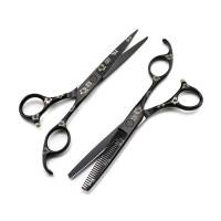 ราคา กรรไกรตัดผมดอกซากุระที่จับตรงสีดำ6 0นิ้วกรรไกรบางกรรไกรแบบแบน (20339290083)