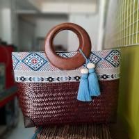 ราคา ขนาด 12 5 10 นิ้ว แถมพู่ บุผ้ามีซิป กระเป๋าสาน กระจูด กระเป๋าแฮนด์เมด ของฝากของขวัญ ตะกร้าสาน กระเช้าสาน (12866806261)