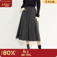 ราคา GIORDANO Women Skirts Elastic Waist Herringbone Pleated Long Skirts Chunky Warm Fashion Gentle Casual Woolen Skirts 18463230 (20954979318)