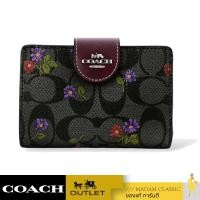 ราคา ของแท้ กระเป๋าสตางค์ COACH CM986 MEDIUM CORNER ZIP WALLET IN SIGNATURE CANVAS WITH COUNTRY FLORAL PRINT SVW6M (20904237576)