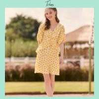 ราคา TOHNS FRONT TIED FLOWER PRINT DRESS เดรสสั้นลายพิมพ์ดอกไม้ แขนรูด (17342764054)