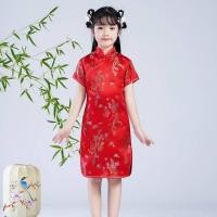 ราคา พร้อมส่งในไทย ชุดกี้เพ้าเด็ก ชุดจีนสีแดงมงคล ชุดเดรสสีแดง (17306605700)