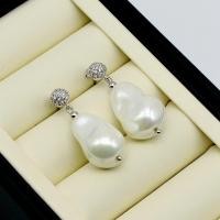 ราคา ต่างหูมุกขนาดใหญ่สีขาวต่างหูไข่มุกบาร็อคเงาเพทายผู้หญิงต่างหูเครื่องประดับหมั้น (14161615600)