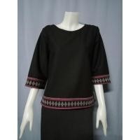 ราคา เสื้อผ้าฝ้ายคอปาดแขนสามส่วน แต่งผ้าทอลาย เสื้อผ้าฝ้ายแขนสามส่วน เสื้อผ้าฝ้ายคอปาด เสื้อผ้าฝ้ายตัวหลวมใส่สบาย (14550603370)