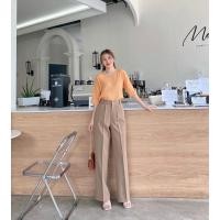 ราคา Lady pants กางเกงขายาวทรงกระบอก แต่งหูเดียว งานซิปหน้า เย็บจีบหน้า ทรงสวย (20893707697)