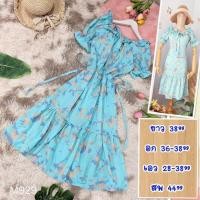 ราคา เดรส M929 ผ้าไหมอิตาลี ลายดอกไม้ รวมลาย ไหล่ดึงยาง ผูกโบว์หน้า เอวดึงยางยืดหลัง มีเชือกผูกเอว ยาว 38อก 36 38เอว 28 38สพ 44 (20700959445)