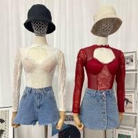 ราคา บอดี้สูท แขนยาว คอเต่า ผ้าซีทรู เสื้อลูกไม้สำหรับผู้หญิง 6075 (21019118143)