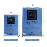 ราคา 16K Canson XL Mix Media pad Drawing Paper Watercolor Gouache and Acrylic Sketching Spiral Bound Medium grain 300g 25 Sheets (16754504943)