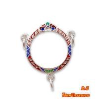 ราคา กรอบพระเงินแท้ 95 กรอบเงินหัวสิงห์ลงยาลายสุโขทัย ทรงกลม3ห่วง ขนาด2 5 ซม (19334087539)