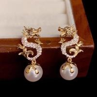 ราคา ปีมังกร Zodiac ต่างหูมังกรผู้หญิง Light Luxury High end เทศกาลปี Zodiac ต่างหู (21337980849)