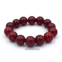 ราคา LUCKYSTONE หินสีนำโชค สีแดงทับทิม ขนาด 12 มม สร้อยข้อมือหินแท้ by siamonlineshop (326775357)