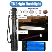 ราคา สต็อกพร้อมในกรุงเทพฯ T6 ไฟฉายเเรงสูง ไฟฉายแรงสูง ไฟฉายแบบชาร์จ 350000lm ไฟซูเปอร์ซูมไฟฉายยุทธวิธี T6 LED ไฟฉายแรงสูง แท้ ไฟฉายเเรงสู (19574525857)