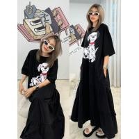 ราคา เดรสคอกลมแขนสั้น ทรง oversize ดีเทลต่อระบายเป็นชั้นๆ งานสไตล์เกาหลีเกาจัย ชุดเดรสแฟชั่นผู้หญิง Yunaka (21292772374)