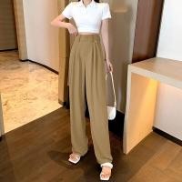 ราคา กางเกงขากระบอกใหญ่เอวสูง ดีเทลแต่งกระดุม รีดเกล็ดหน้า ผ้าเบา ใส่สบาย กางเกงขายาว กางเกงใส่ทำงาน กางเกงเอวสูง ใส่ทำงาน หลากสี (9714964049)