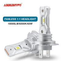 ราคา ANMINGPU แสงไฟหน้า LED H7 2ชิ้น12V 18000LM 60W หลอดไฟ H7 LED โคมไฟแอลอีดีไร้พัดลมรถยนต์ไร้สายไฟฉายคาดศีรษะ5530 CSP ขาว6000K (19550787719)