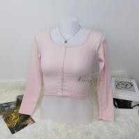 ราคา เสื้อครอปแขนยาว แต่งกระดุมหน้า No 207 (19586442096)