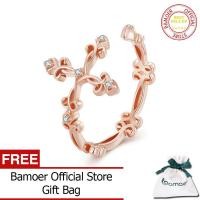 ราคา BAMOER แหวนนิ้วแบบปรับได้ลายย้อนยุคสำหรับผู้หญิงเงินแท้925แหวนดอกไม้วินเทจเงิน BSR041 (18927585227)
