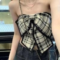 ราคา Beautifetime เสื้อทรงตรงลายสก๊อตวินเทจของผู้หญิงยุค90บอดี้คอนด้านหน้า Straplesss เสื้อกล้ามแขนกุดฤดูร้อนผ้าพันผมเปลือยหลังสตรีท (20683658284)