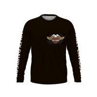 ราคา เสื้อยืดแขนยาวผู้ชาย Harley โลโก้รถแฟชั่นเสื้อลำลอง (16487613310)