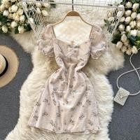 ราคา ผู้หญิงเกาหลีชุดเดรสลายดอกไม้ Retro หวานพัฟแขนเสื้อ V คอชุดเดรสทรงเอฤดูร้อน Bohemian พิมพ์วันหยุดชุดมินิเดรส (9556005954)
