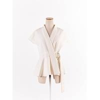 ราคา pomelo เสื้อสีครีม อกไขว้ติดกระดุมด้านใน ป้ายแบรนด์ระบุไซส์ XS Preloved (20614490116)