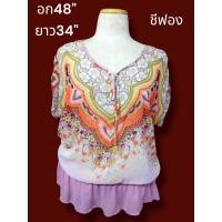 ราคา เสื้อลายดอก เสื้อสาวอวบมือสอง เสื้อลายดอก ระบุไซส์ตามรูป (20597728566)