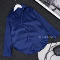 ราคา เสื้อเชิ้ต lll Freesize lll TUM013 คอวี แขนยาว เย็บสกัดหน้าอก ผ้าซาร่า ผ้าเงา หนา สวย (12400079639)