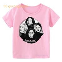 ราคา การออกแบบเดิมเสื้อยืดGUESS Tshirt Girl LISA JENNIE JISOO ROSÉ T Shirt For Girls Tops Tee korean styles Pink Children clothing Kids ClS 5XL (18450458744)