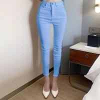 ราคา กางเกงสกินนี่ ป้ายทอง สีดำ แบบซิป T ยืดได้ใส่สบายมาก (15741873940)