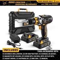 ราคา DEKO สว่านไฟฟ้าไร้สาย GCD20DU2A 20โวลต์เครื่องมือไฟฟ้าขนาดเล็กไขควง DC 2สปีด (16492110004)