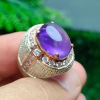 ราคา แหวนอเมทิสต์ ล้อมเพชร แหวนเงินแท้ ชุบพึ้งโกลด์ พลอยอเมทิสต์แท้ PTN 875 (12414847739)