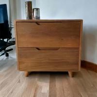 ราคา CProduct ตู้ข้างเตียงโมเดิร์นไม้สัก 50x40สูง50ซม ตู้หัวเตียงไม้สัก ตู้เอนกประสงค์ ตู้วางของไม้สัก 2ลิ้นชัก มือจับหลุม สีไม้สักเก่า CPRO 299 (20702269216)