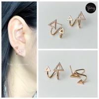 ราคา เติมของแล้วค่ะ ต่างหูเพชร CZ เพชรสามเหลี่ยมสี Pink Gold สวยเก๋ ก้านเงินแท้ (20044391539)