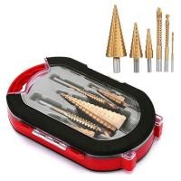 ราคา ดอกสเต็ป ทรงเจดีย์ เจาะขยาย คว้านรู ขนาด 4 32 มม Step Drill Titanium 6 Pcs Set (17195129812)