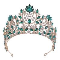 ราคา Elegant Women Hair Crown Crystal Baroque Style Wedding Bride Hair Accessories Tiara Bridal Crowns Rhinestone Crowns Metal Fashion Jewelry Silver Gold Red Green Blue Color (1157376708)