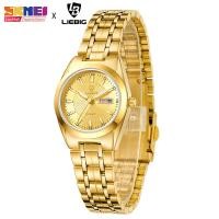 ราคา SKMEI LEBIG นาฬิกาเลส แฟชั่นสำหรับผู้หญิงผู้ชายสายนาฬิกาควอตซ์วัสดุ สแตนเลส L1020 (12361592156)