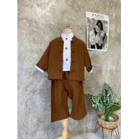 ราคา ชุดพื้นเมืองเด็กชาย ชุดผ้าฝ้าย3ชิ้น ชุดล้านนาเด็กชาย สุดหล่อ สีน้ำตาล ใส่สบาย พร้อมส่ง (20805290927)