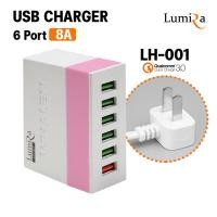 ราคา Lumira ปลั๊กไฟ USB หัวชาร์จ 6พอร์ต Qualcomm Quick Charge 3 0 USB Charger 6 Port 8A คละสี (21248999409)